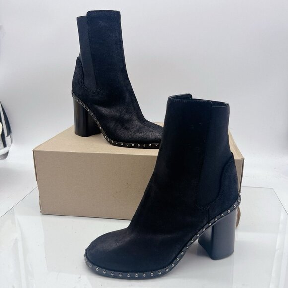 Rag & Bone Romi Studded Waxy Black Suede Chelsea Boots Womens EU 35 US 5 $595 - Picture 3 of 12